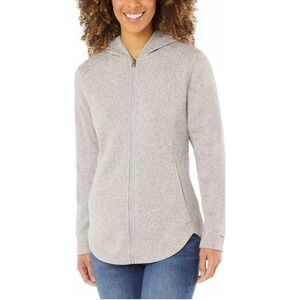 Eddie Bauer Women's Medium Radiator Fleece 2.0 Long Full Zip Jacket Gray Hoodie